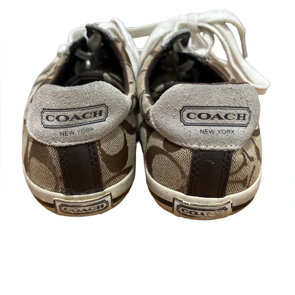 COACH Womens Size 8 Brown Signature C Lace Up Sneakers Logo Shoes - Picture 4 of 5
